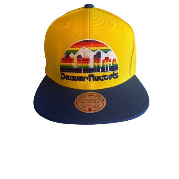 Denver Nuggets Snapback Cap Mitchell & Ness Nostalgia Co. Yellow & Blue - Picture 1 of 7